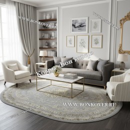 Турецкий Овальный Ковер Для Гостиной Арт 130 Серый