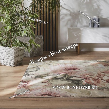 Бельгийский Высокоплотный Ковер с Цветами Арт 28111 Зеленый