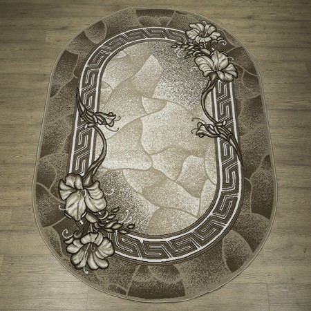 Ковер Лайт Карпет Рисунок 26514 Овал Бежево-Корчиневый